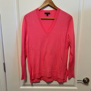 J. Crew Pink V-Neck Sweater with Relaxed Fit and Long Sleeves